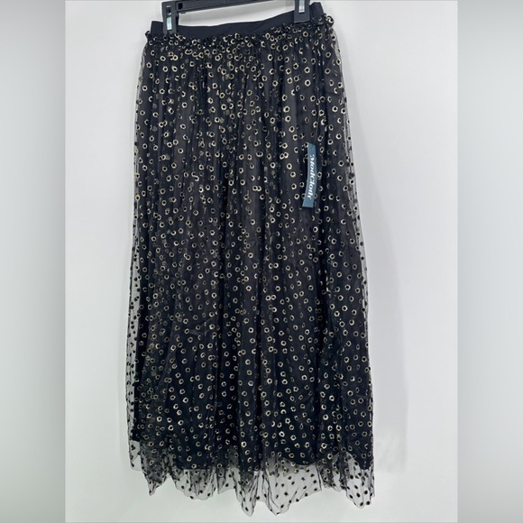 ModCloth Anthropologie Speckled In Gold Midi Skirt Size 0 NWT - Picture 3 of 6